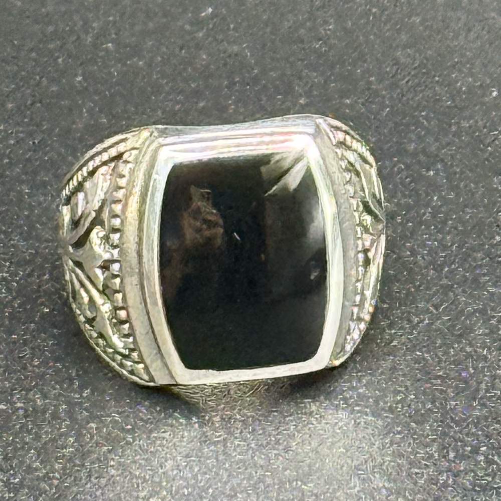 Sterling Silver Onyx Men's Ring